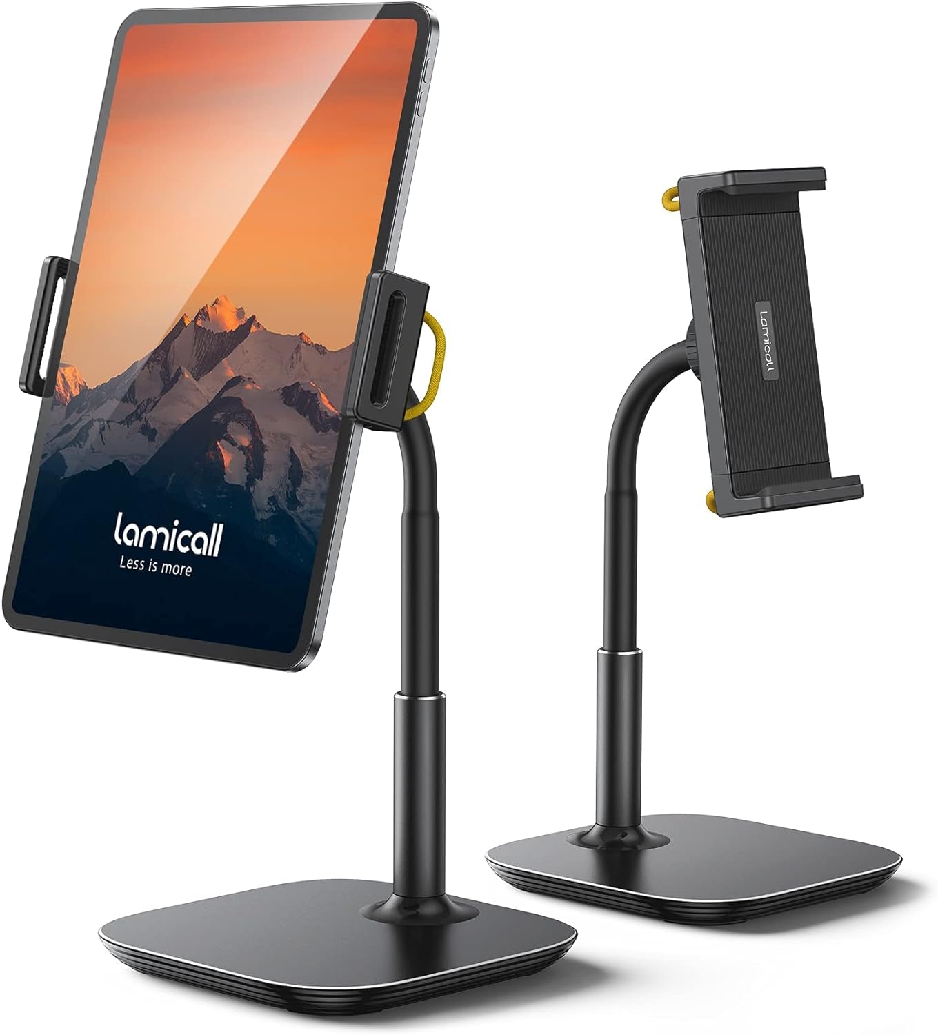 Tablet Stand Holder, Gooseneck Tablet Mount - 2.5Lb Heavy Duty Base Adjustable Desktop Stand with 360 Degree Rotating for 4.7-13" Tablets, Ipad Pro 12.9 Air Mini, Fire, Kindle, Tabs, Black